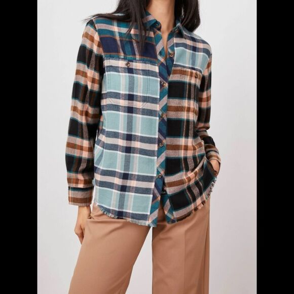 Rails Heathrow Mixed Plaid Brando Button Down Shirt Size Medium - Picture 1 of 16